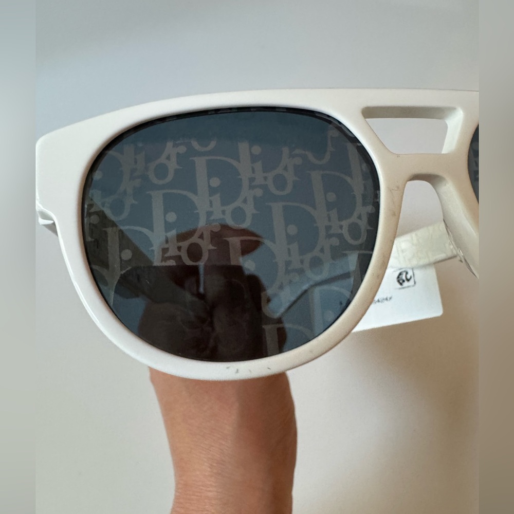 Dior Men's Dior B23 R1I White Grey Logo Mirror Lens Pilot Sunglasses 54mm-17-145 - Picture 9 of 16